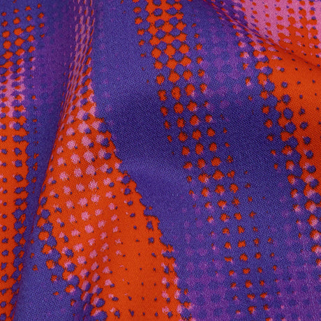 Stretch Cotton Sateen - Red and Purple Halftone Animal Stripes - Comic Glitch Print - Mood Exclusive Groove Collection