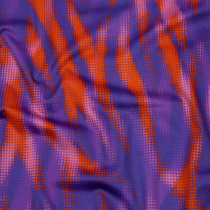 Stretch Cotton Sateen - Red and Purple Halftone Animal Stripes - Comic Glitch Print - Mood Exclusive Groove Collection