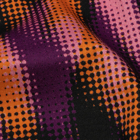 Stretch Cotton Sateen - Black and Orange Halftone Animal Stripes - Comic Glitch Print - Mood Exclusive Groove Collection