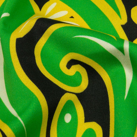 Stretch Cotton Sateen - Green Ornamental Paisleys - Vacation Vibrations Print - Mood Exclusive Groove Collection