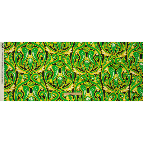 Stretch Cotton Sateen - Green Ornamental Paisleys - Vacation Vibrations Print - Mood Exclusive Groove Collection