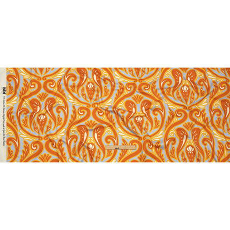 Stretch Cotton Sateen - Orange Ornamental Paisleys - Vacation Vibrations Print - Mood Exclusive Groove Collection