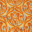 Stretch Cotton Sateen - Orange Ornamental Paisleys - Vacation Vibrations Print - Mood Exclusive Groove Collection