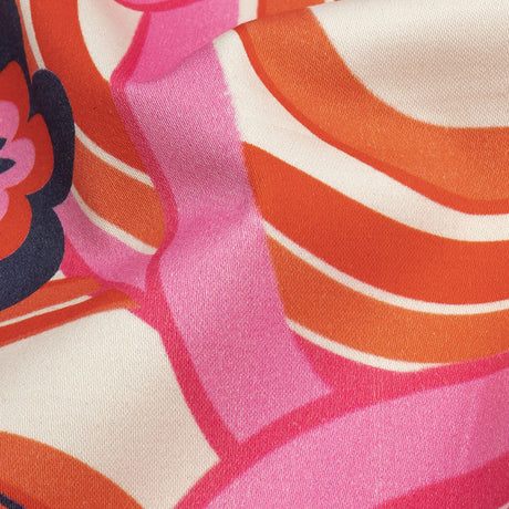 Stretch Cotton Sateen - Pink Winding Lines and Flowers - Bloom the Beat Print - Mood Exclusive Groove Collection