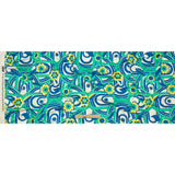 Stretch Cotton Sateen - Blue Winding Lines and Flowers - Bloom the Beat Print - Mood Exclusive Groove Collection