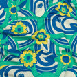Stretch Cotton Sateen - Blue Winding Lines and Flowers - Bloom the Beat Print - Mood Exclusive Groove Collection