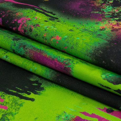 Mood Exclusive Green Street Art Splash Stretch Cotton Sateen