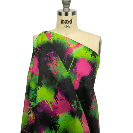 Mood Exclusive Green Street Art Splash Stretch Cotton Sateen