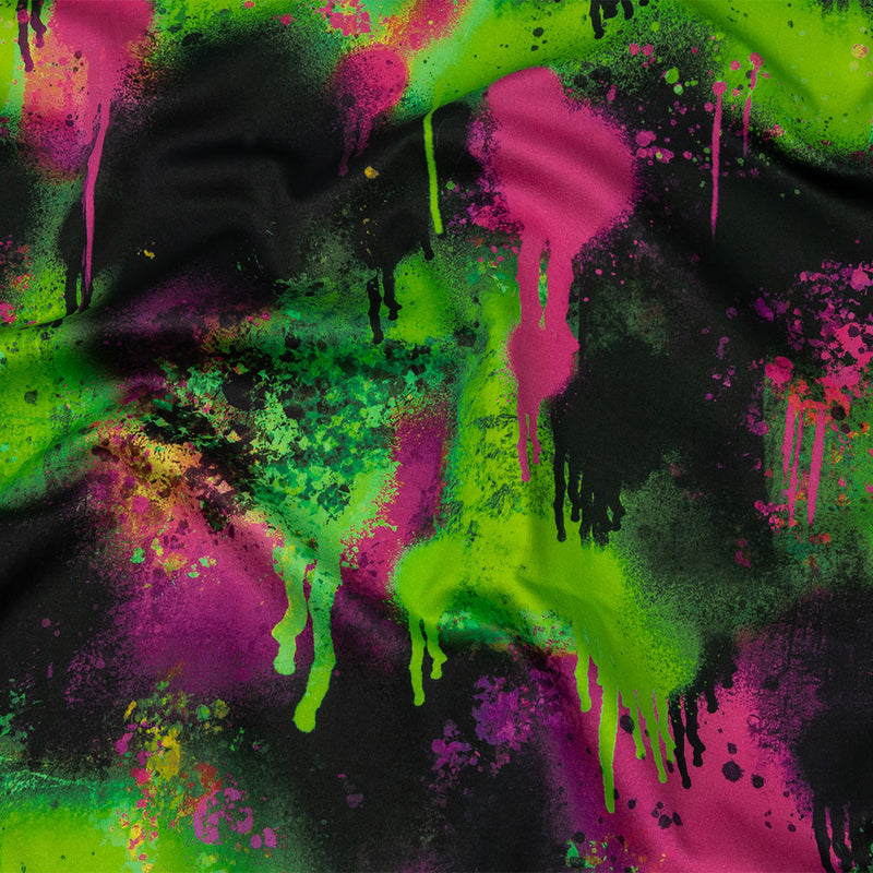 Mood Exclusive Green Street Art Splash Stretch Cotton Sateen