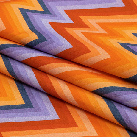Stretch Cotton Sateen - Purple and Yellow Zig Zags - Sweet Vibes Print - Mood Exclusive Groove Collection