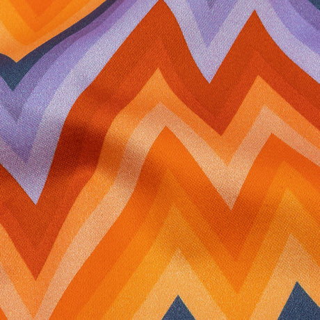 Stretch Cotton Sateen - Purple and Yellow Zig Zags - Sweet Vibes Print - Mood Exclusive Groove Collection