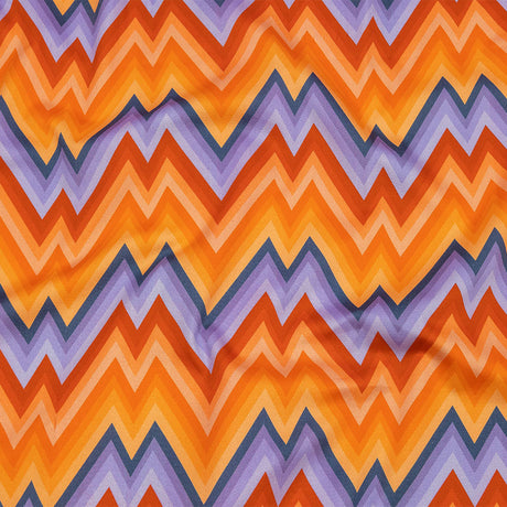 Stretch Cotton Sateen - Purple and Yellow Zig Zags - Sweet Vibes Print - Mood Exclusive Groove Collection