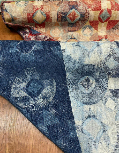 Hot Shot Chenille Upholstery Fabric - Red Blue, 55" Width (By The Yard)