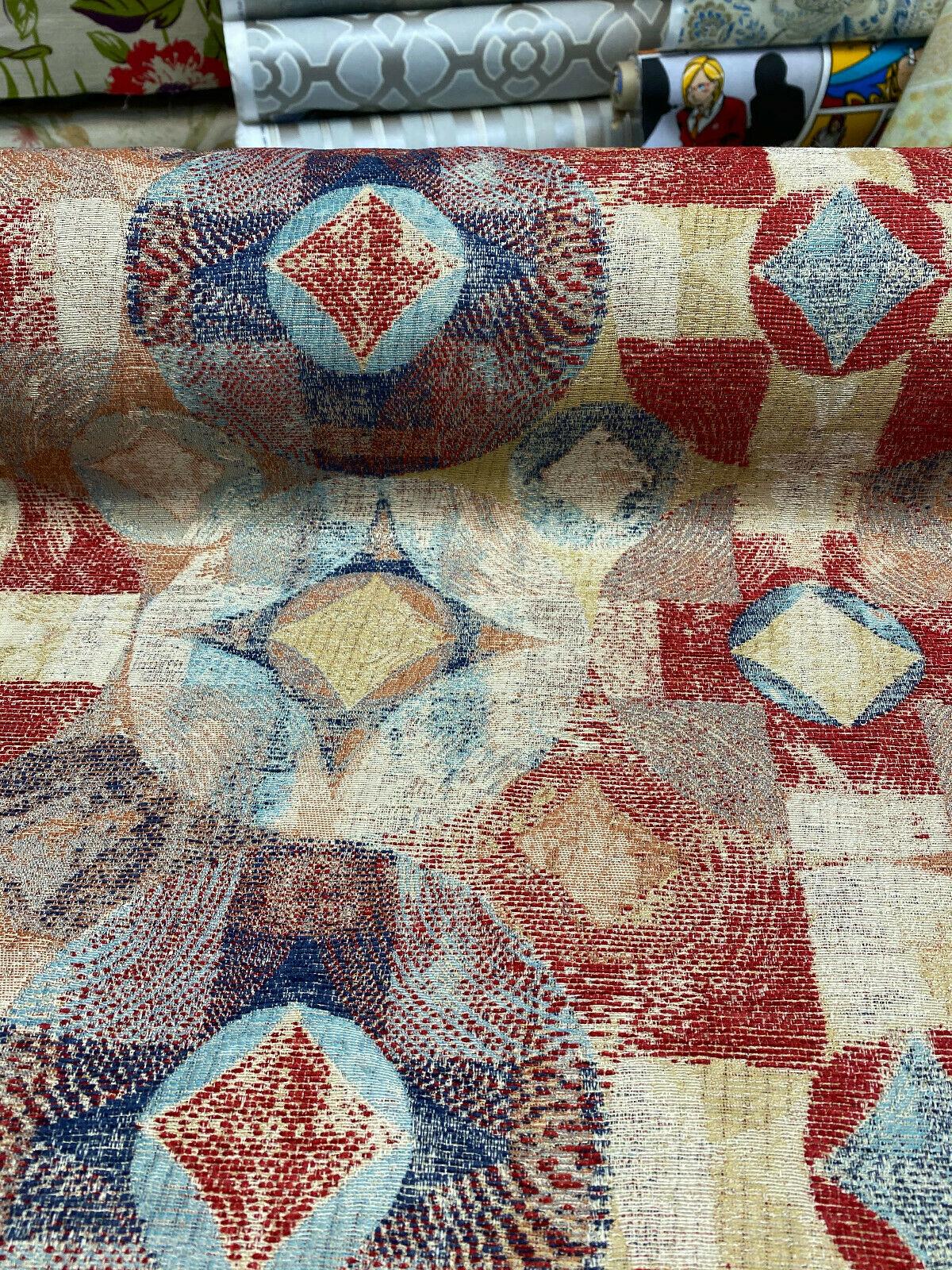 Hot Shot Chenille Upholstery Fabric - Red Blue, 55" Width (By The Yard)