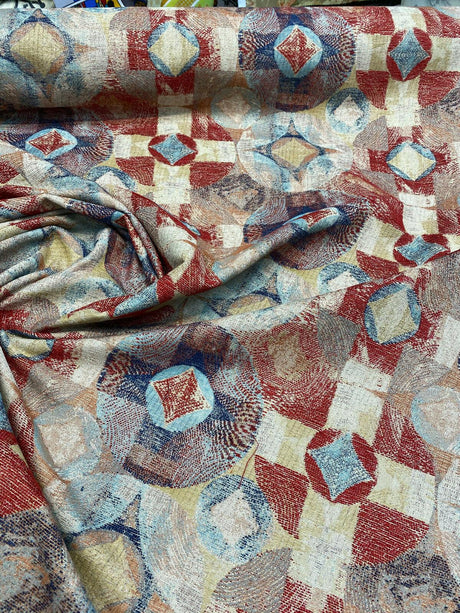 Hot Shot Chenille Upholstery Fabric - Red Blue, 55" Width (By The Yard)