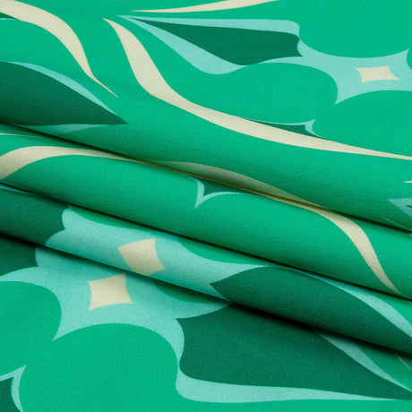 Stretch Cotton Sateen - Green Ogees - Owl Eyes Print - Mood Exclusive Groove Collection