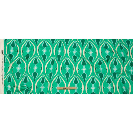 Stretch Cotton Sateen - Green Ogees - Owl Eyes Print - Mood Exclusive Groove Collection