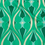Stretch Cotton Sateen - Green Ogees - Owl Eyes Print - Mood Exclusive Groove Collection