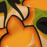 Stretch Cotton Sateen - Green and Orange Abstract - Bohemian Bells Print - Mood Exclusive Groove Collection