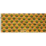 Stretch Cotton Sateen - Green and Orange Abstract - Bohemian Bells Print - Mood Exclusive Groove Collection
