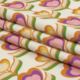 Stretch Cotton Sateen - Ivory, Pink and Yellow Floral - Tulip Twist Print - Mood Exclusive Groove Collection