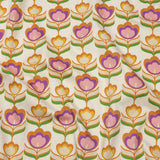 Stretch Cotton Sateen - Ivory, Pink and Yellow Floral - Tulip Twist Print - Mood Exclusive Groove Collection