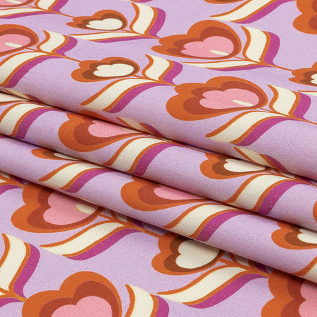 Stretch Cotton Sateen - Lavender, Pink and White Floral - Tulip Twist Print - Mood Exclusive Groove Collection