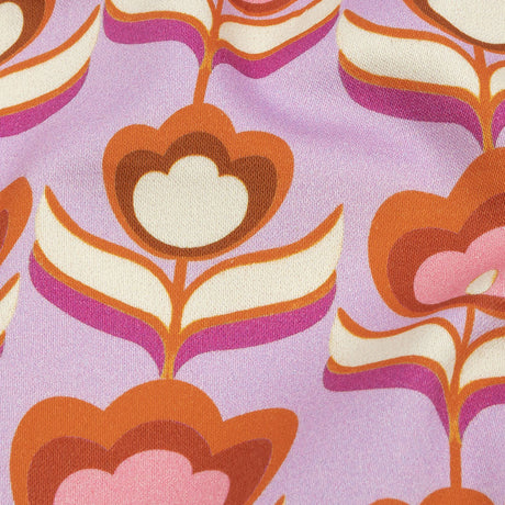 Stretch Cotton Sateen - Lavender, Pink and White Floral - Tulip Twist Print - Mood Exclusive Groove Collection