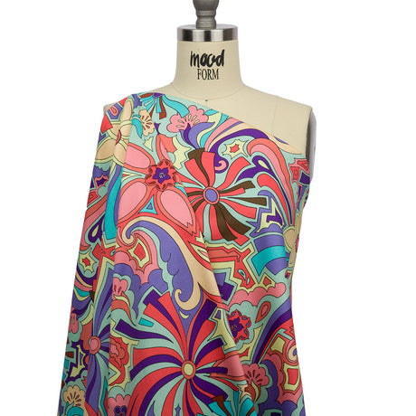 Stretch Cotton Sateen - Red and Purple Floral - Holy Grail Print - Mood Exclusive Groove Collection