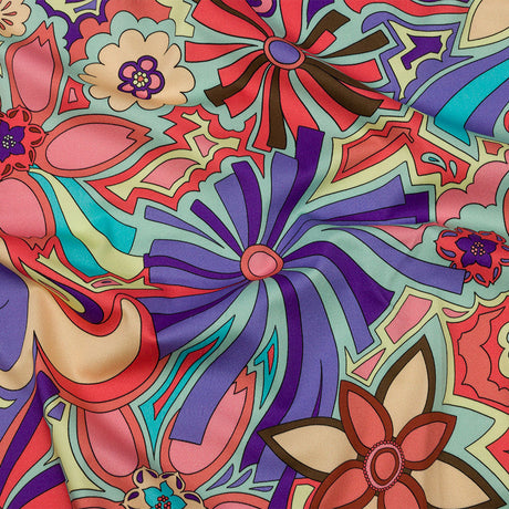 Stretch Cotton Sateen - Red and Purple Floral - Holy Grail Print - Mood Exclusive Groove Collection