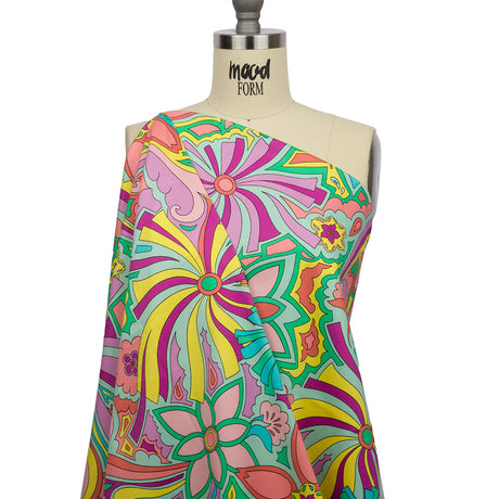 Stretch Cotton Sateen - Blue and Purple Floral - Holy Grail Print - Mood Exclusive Groove Collection
