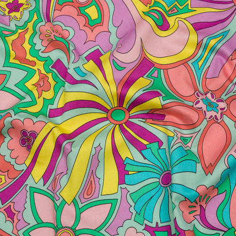 Stretch Cotton Sateen - Blue and Purple Floral - Holy Grail Print - Mood Exclusive Groove Collection