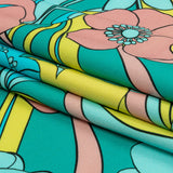 Stretch Cotton Sateen - Blue and Yellow Floral - Garden Groove Print - Mood Exclusive Groove Collection