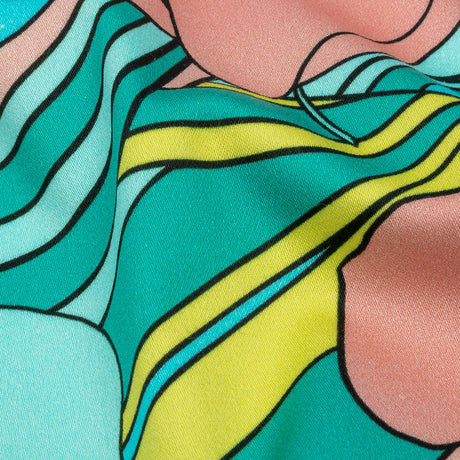 Stretch Cotton Sateen - Blue and Yellow Floral - Garden Groove Print - Mood Exclusive Groove Collection
