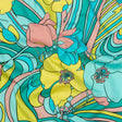 Stretch Cotton Sateen - Blue and Yellow Floral - Garden Groove Print - Mood Exclusive Groove Collection