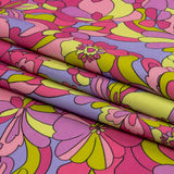 Stretch Cotton Sateen - Pink, Green and Periwinkle Floral - Floral Flow Print - Mood Exclusive Groove Collection