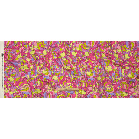 Stretch Cotton Sateen - Pink, Green and Periwinkle Floral - Floral Flow Print - Mood Exclusive Groove Collection