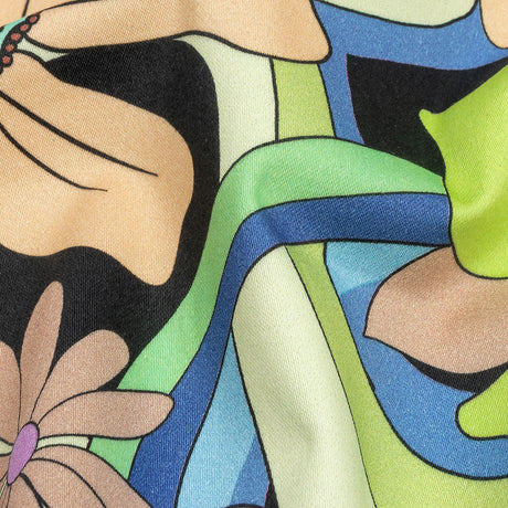 Stretch Cotton Sateen - Black, Beige and Purple Floral - Fanciful Flourish Print - Mood Exclusive Groove Collection