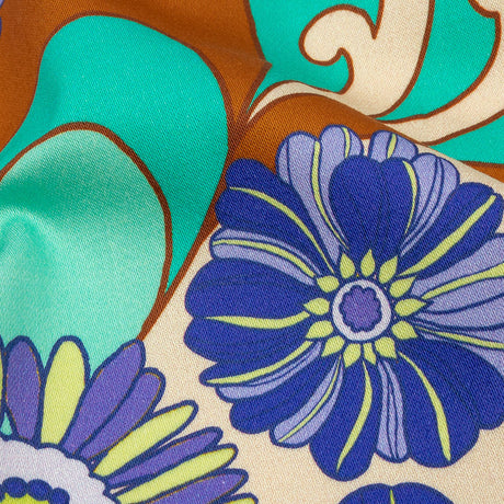 Stretch Cotton Sateen - Burnt Orange Swirls and Florals - Float Away Print - Mood Exclusive Groove Collection