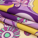 Stretch Cotton Sateen - Purple Swirls and Florals - Float Away Print - Mood Exclusive Groove Collection