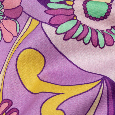 Stretch Cotton Sateen - Purple Swirls and Florals - Float Away Print - Mood Exclusive Groove Collection