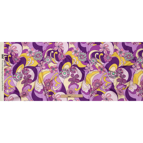 Stretch Cotton Sateen - Purple Swirls and Florals - Float Away Print - Mood Exclusive Groove Collection
