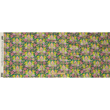 Stretch Cotton Sateen - Green Floral Rows - Flower Shower Print - Mood Exclusive Groove Collection
