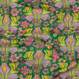 Stretch Cotton Sateen - Green Floral Rows - Flower Shower Print - Mood Exclusive Groove Collection