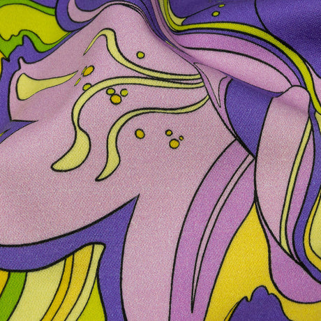 Stretch Cotton Sateen - Purple and Yellow Floral - Far Out Florals Print - Mood Exclusive Groove Collection