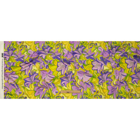 Stretch Cotton Sateen - Purple and Yellow Floral - Far Out Florals Print - Mood Exclusive Groove Collection