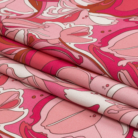 Stretch Cotton Sateen - Pink and White Floral - Far Out Florals Print - Mood Exclusive Groove Collection