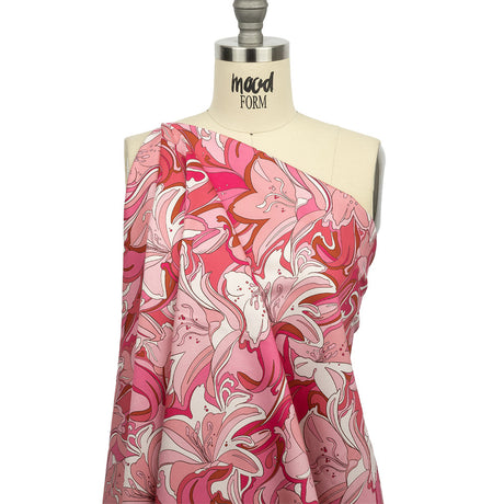 Stretch Cotton Sateen - Pink and White Floral - Far Out Florals Print - Mood Exclusive Groove Collection