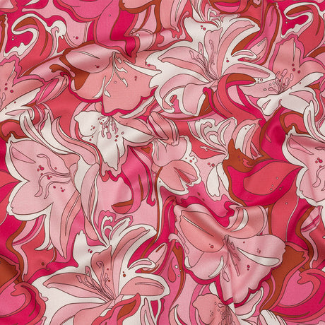 Stretch Cotton Sateen - Pink and White Floral - Far Out Florals Print - Mood Exclusive Groove Collection