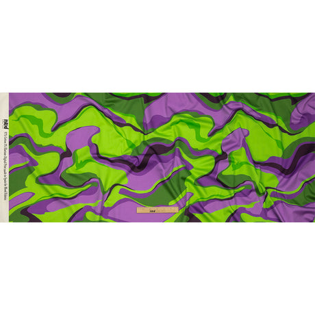 Stretch Cotton Sateen - Purple and Green Abstract - Seen and Unseen Print - Mood Exclusive Groove Collection